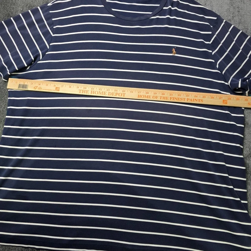 Polo Ralph Lauren T Shirt Mens 4XLT Tall Big Navy Blue White Striped Flesh Pony